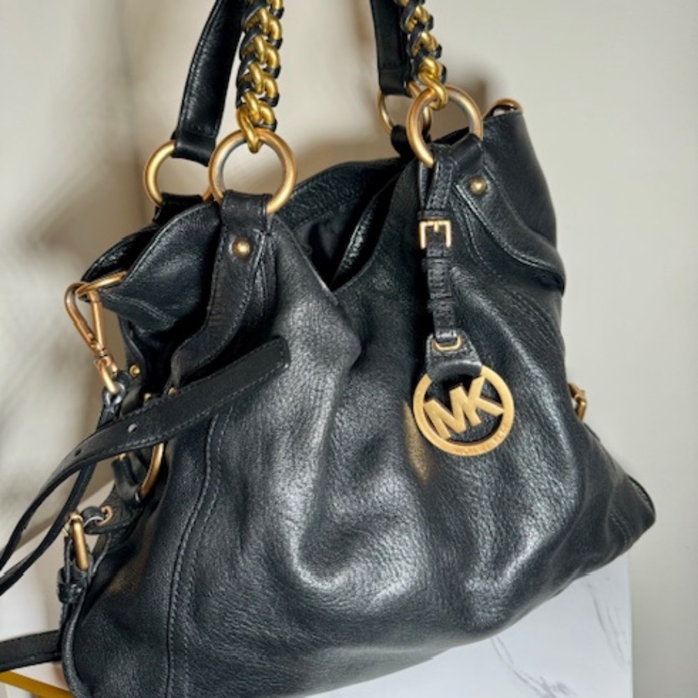 Michael Kors Black Leather Shoulder Bag
